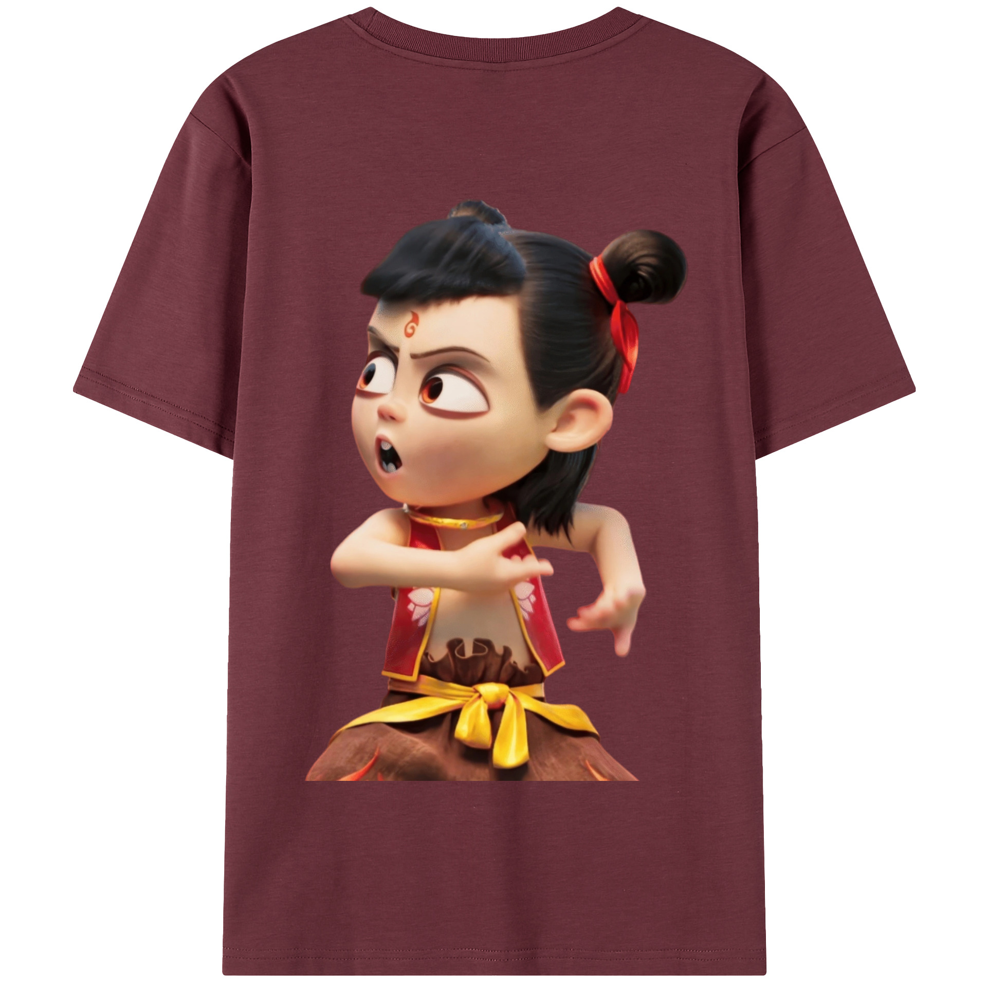 （画像用） Ne Zha 2 ナタ 魔童の大暴れ 綿100％半袖Tシャツ（背面プリント）